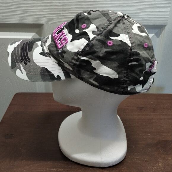 Cabela's Women's Black White Camo Pink Embroidered Spellout Adjustable Cap Hat - Picture 4 of 8